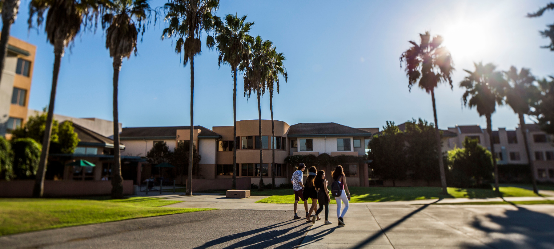 Students walk along the bluff at Loyola Marymount University